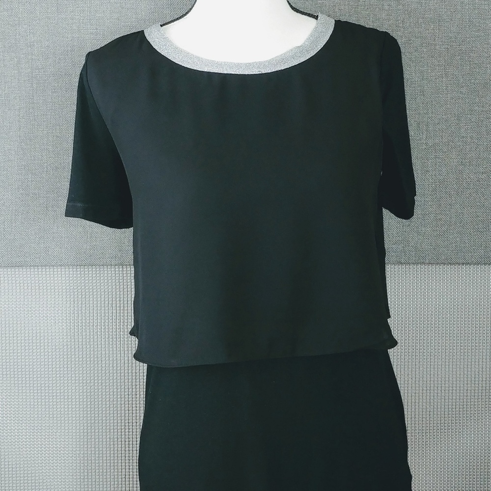 Juicy Couture Black Top With Sheer Overlay